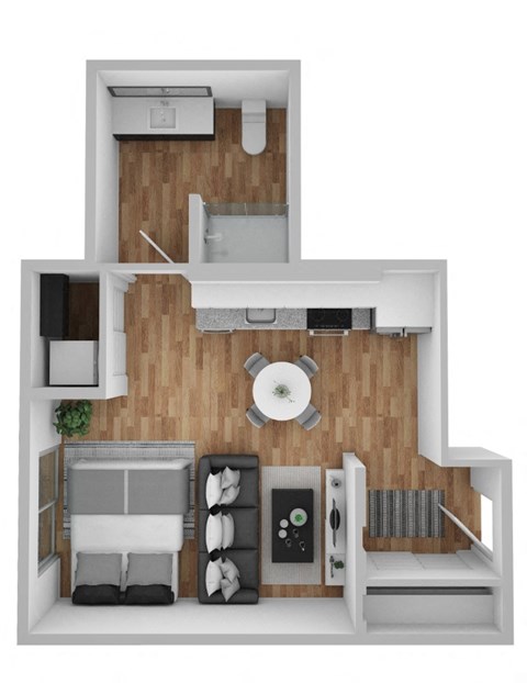 Floor plan for studio, 1 bath, 440 sqft